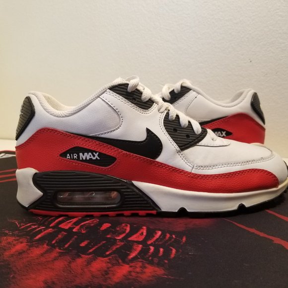 Nike AirMax 90 GS White/Black/Light Crimson/Grey - Picture 2 of 5